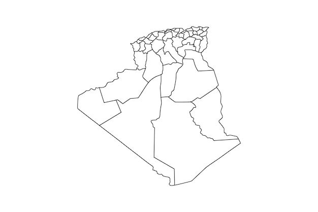 Contorno del mapa vectorial de Argelia con fondo blanco