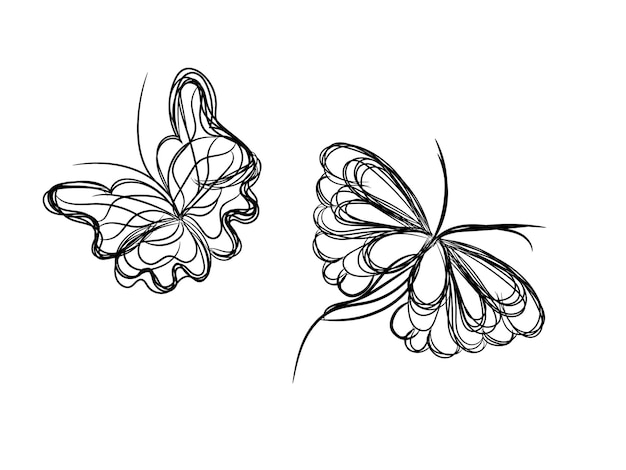 Contorno de mariposa con colección de detalles dibujados