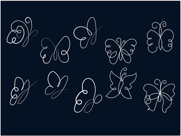 Contorno de mariposa con colección de detalles planos lineales