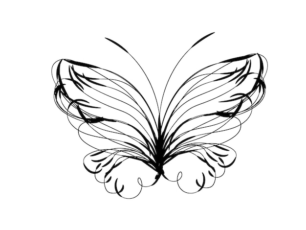 Contorno de mariposa con colección de detalles planos lineales
