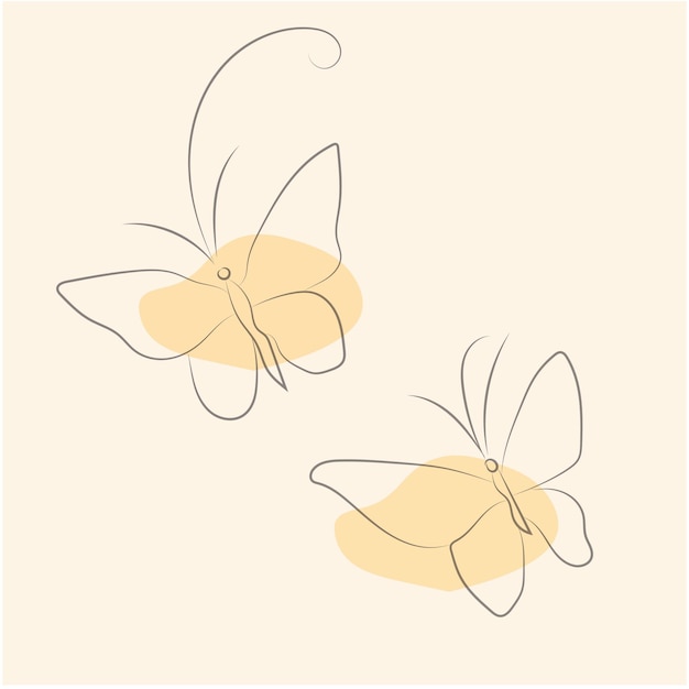 contorno de mariposa vectorial con colección de detalles dibujados