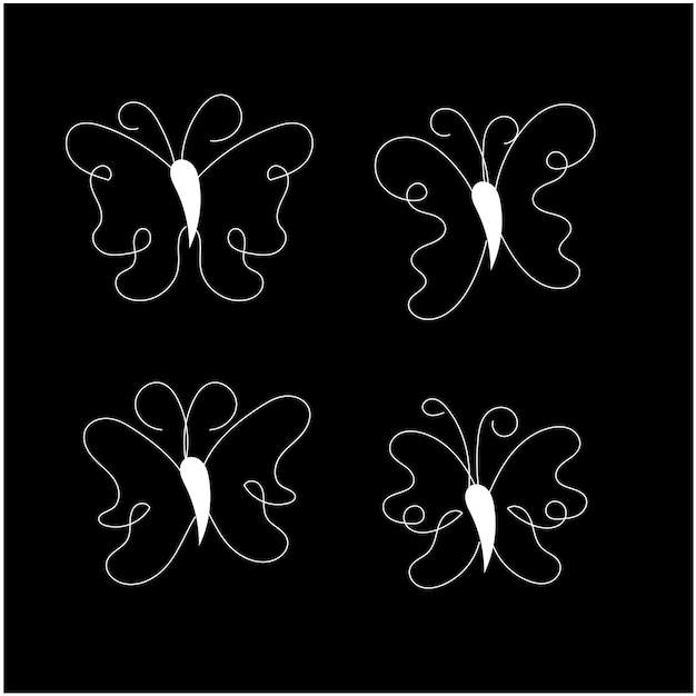 contorno de mariposa vectorial con colección de detalles dibujados