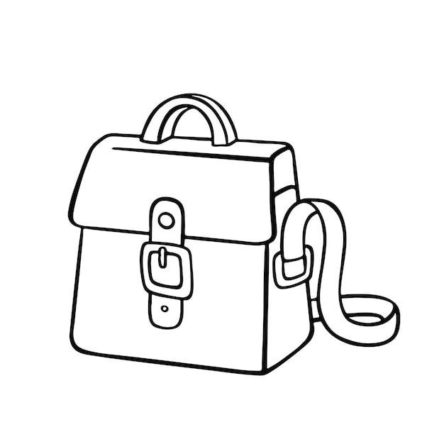 Contorno de la mochila aislada en la coloración blanca Ilustración vectorial