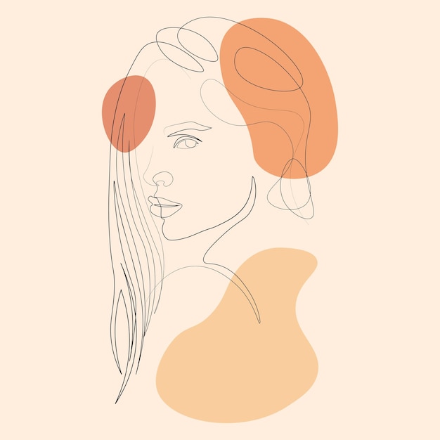 Vector contorno mujeres cara potrait línea arte