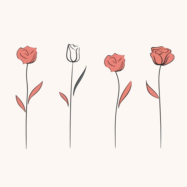 Contorno en negrita de rosas en formato vectorial