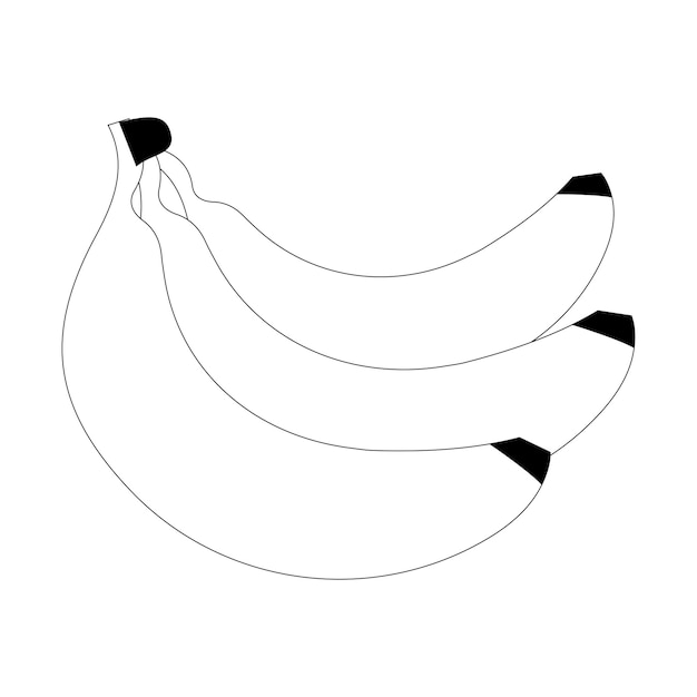 Contorno negro de plátano y silueta diseño de icono ilustración vectorial símbolo de verano de fruta única