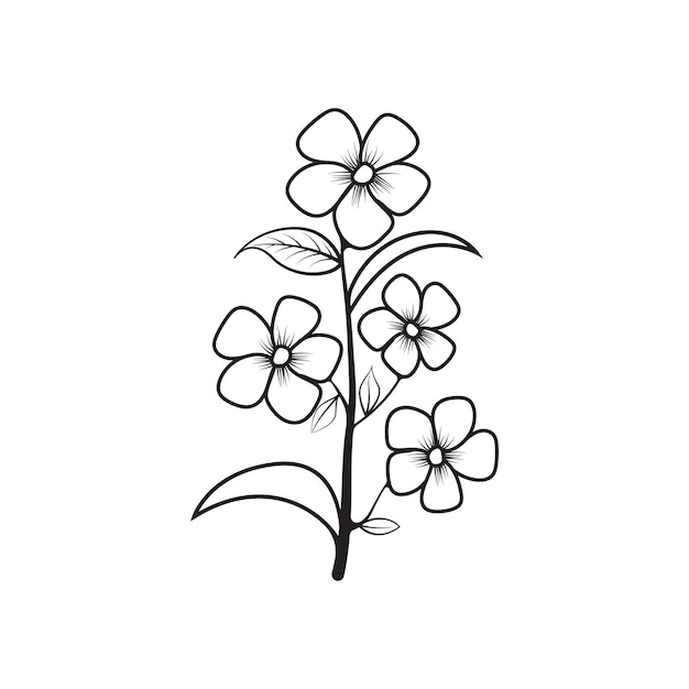 Contorno negro de una simple ilustración de flores