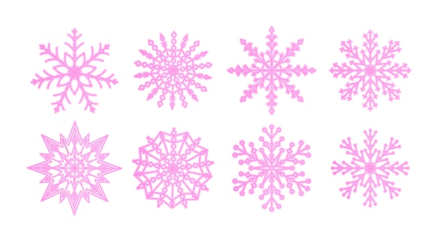 Contorno de neón rosa copo de nieve neón retro invierno hermosa decoración navideña ilustración vectorial