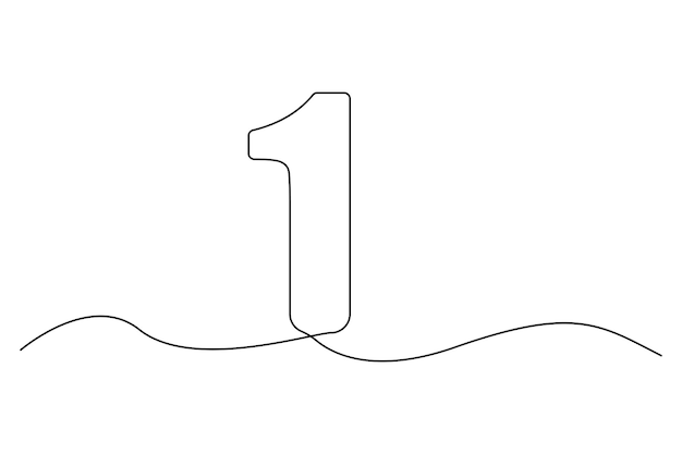 Contorno número uno Ilustración vectorial minimalista Línea negra continua Diseño abstracto sencillo