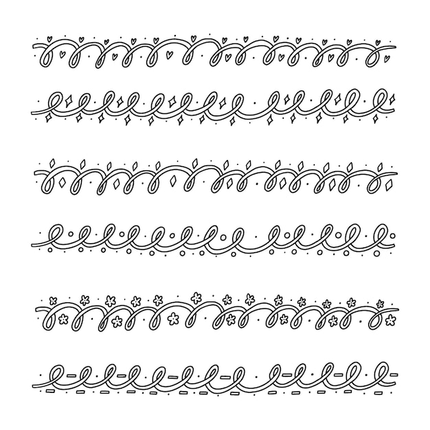 El contorno de la onda Squiggle Doodle Border Set