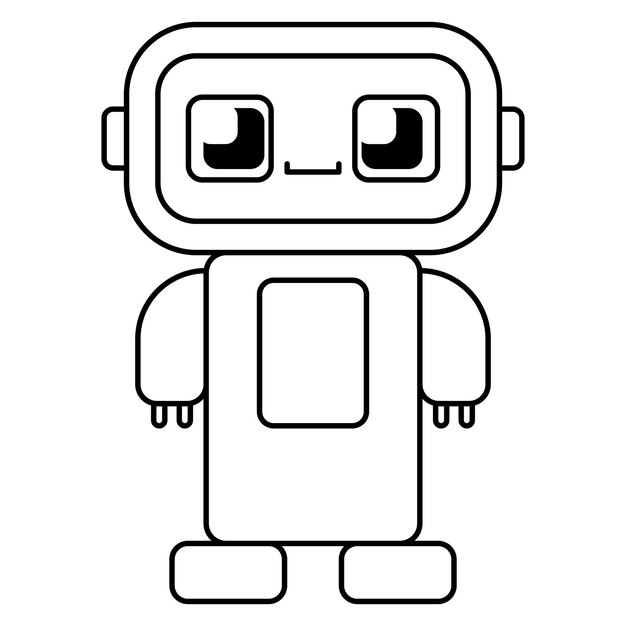 El contorno de la página de colorear de Cute Robot