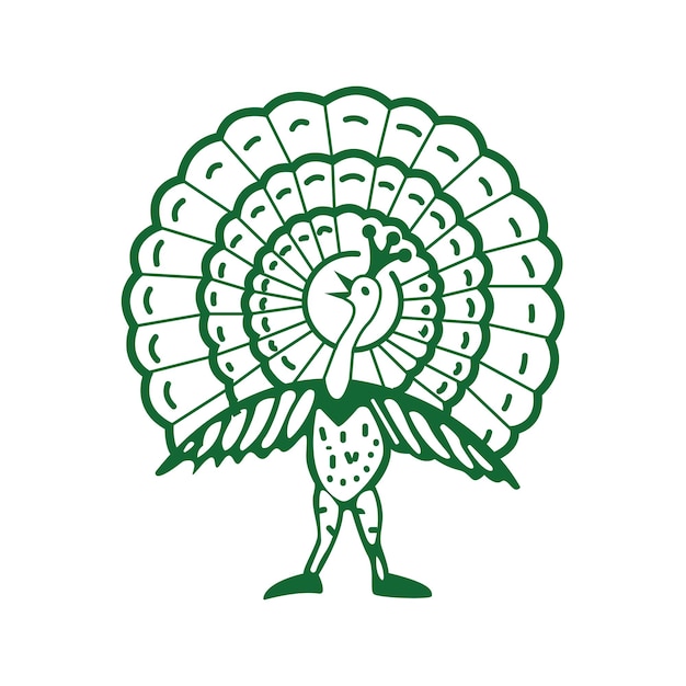 contorno de pavo real diseño de logotipo de gallo de guisante