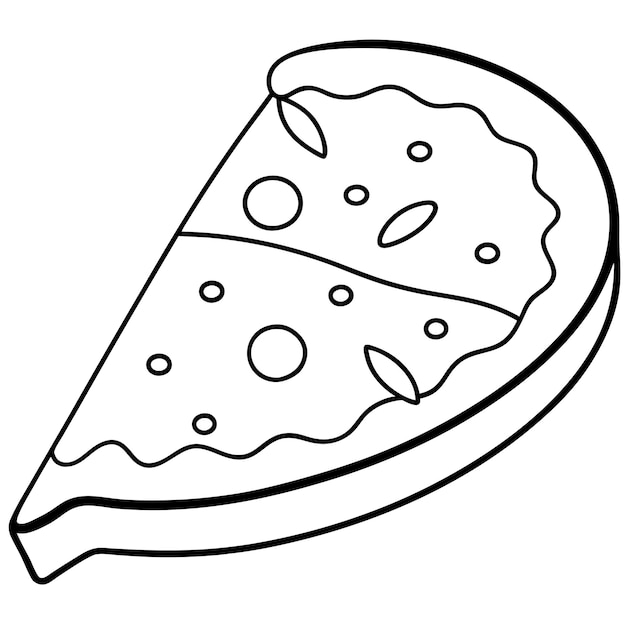 Contorno de pizza libro de colorear página línea de arte ilustración dibujo digital
