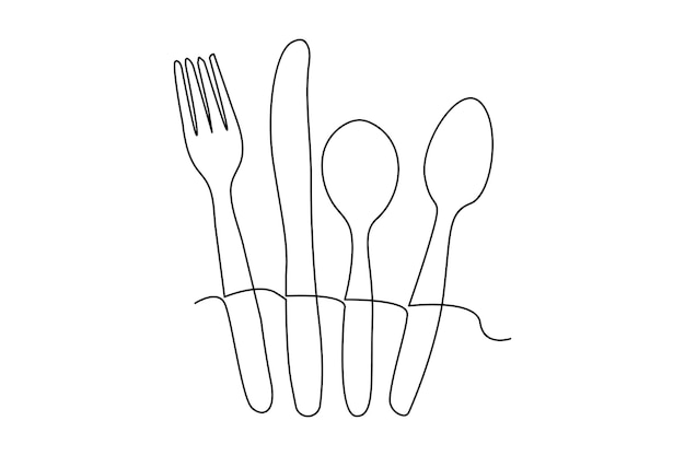 Un contorno de placa dibujado a mano de una línea continua Ilustración vectorial aislada sobre fondo blanco