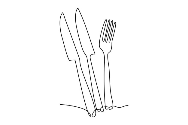Un contorno de placa dibujado a mano de una línea continua Ilustración vectorial aislada sobre fondo blanco
