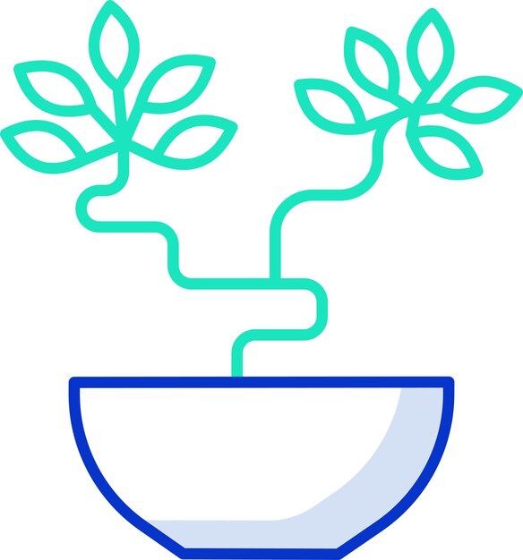 Contorno de la planta de bonsai carmona Ilustración vectorial de colores