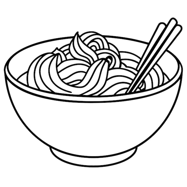 Contorno de ramen libro de colorear página de arte de línea ilustración dibujo digital