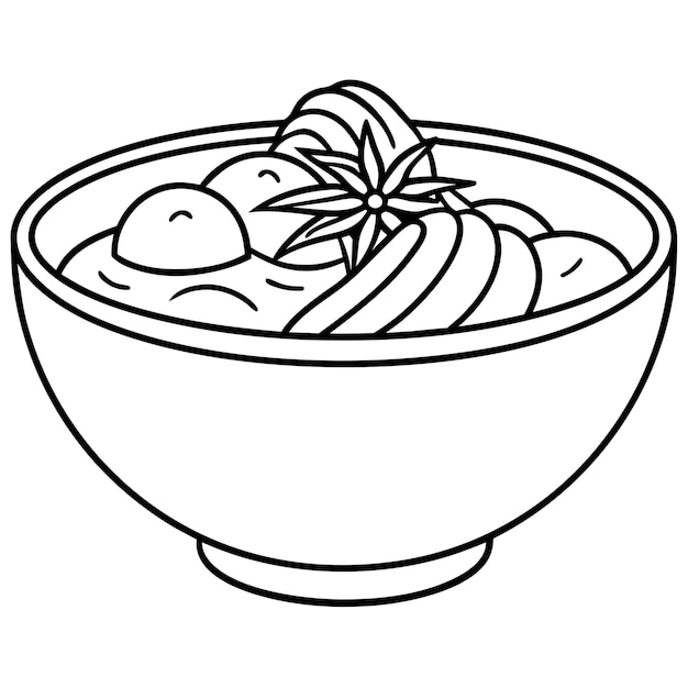 Contorno de ramen libro de colorear página de arte de línea ilustración dibujo digital
