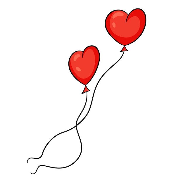 Contorno rojo de globo en forma de corazón. Ilustración vectorial para tarjetas de felicitación, carteles, estampados en ropa, emblemas, logotipos