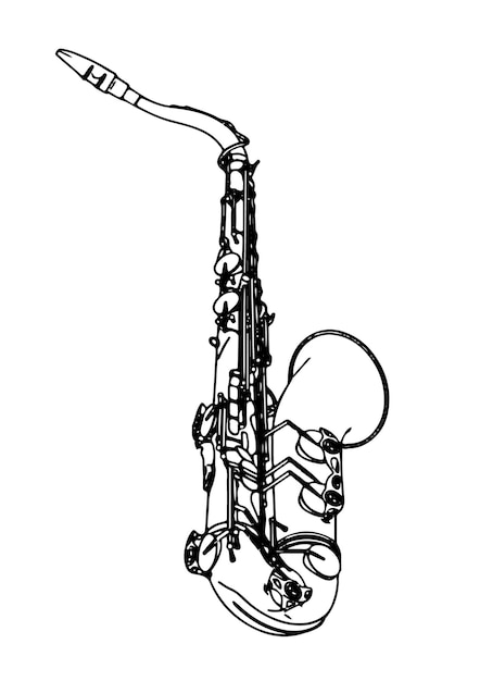 Vector contorno de saxofón en vector de fondo blanco