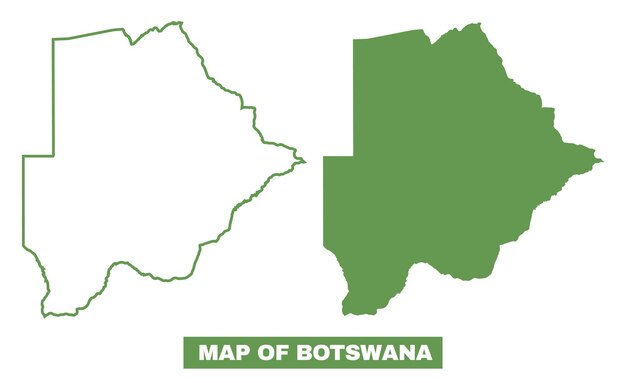 Contorno sencillo de Botswana conjunto de ilustraciones vectoriales de estilo mapa plano