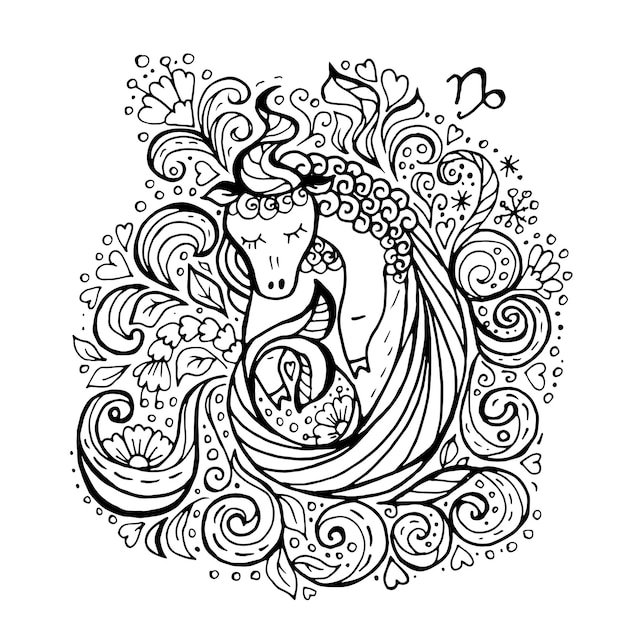 contorno del signo del zodiaco capricornio en colores