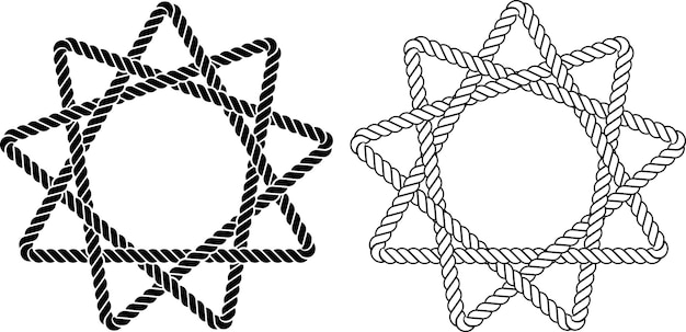 Vector contorno silueta regular eneagrama conjunto de cuerdas
