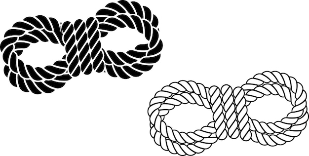 Vector contorno de la silueta del rollo de la cuerda conjunto de iconos