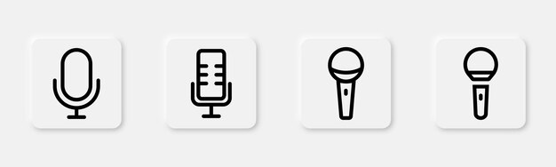 Vector contorno del símbolo del micrófono contorno del conjunto de iconos del micrófono colección de símbolos del micrófono contorno de iconos del micrófono