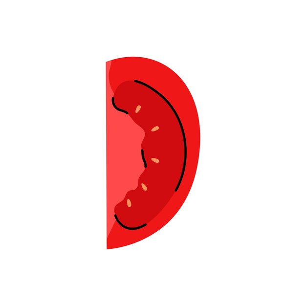 Contorno de un tomatillo rojo en estilo vectorial plano perfecto para diseños culinarios xD