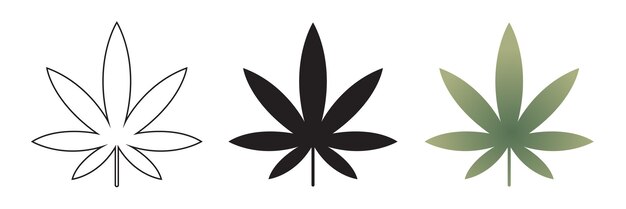 Contorno del vector de cannabis plano y gradiente verde