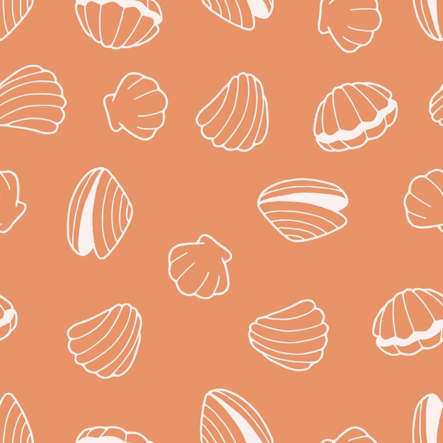 Contorno Vector Clam Pattern Repetir sin costuras para el fondo de papel de pared de la cubierta de embalaje