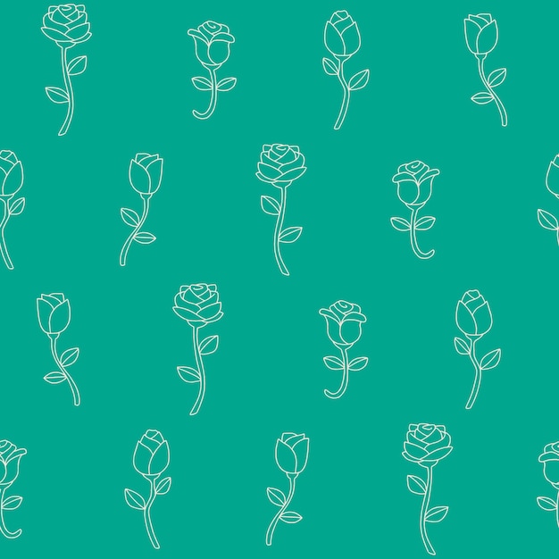 Contorno Vector Flor de Rosa Patrón sin costuras Fondo para la superficie de tela impresa envoltura de moda