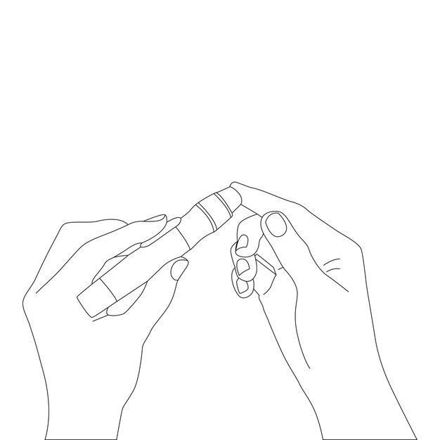 Contorno del vector del glucómetro en la mano