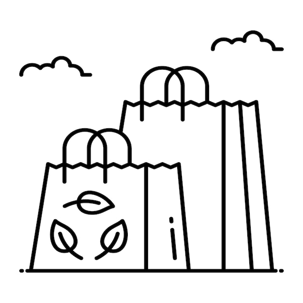 Contorno vectorial de la bolsa de papel Ilustración de diseño Símbolo sobre fondo blanco Archivo EPS 10