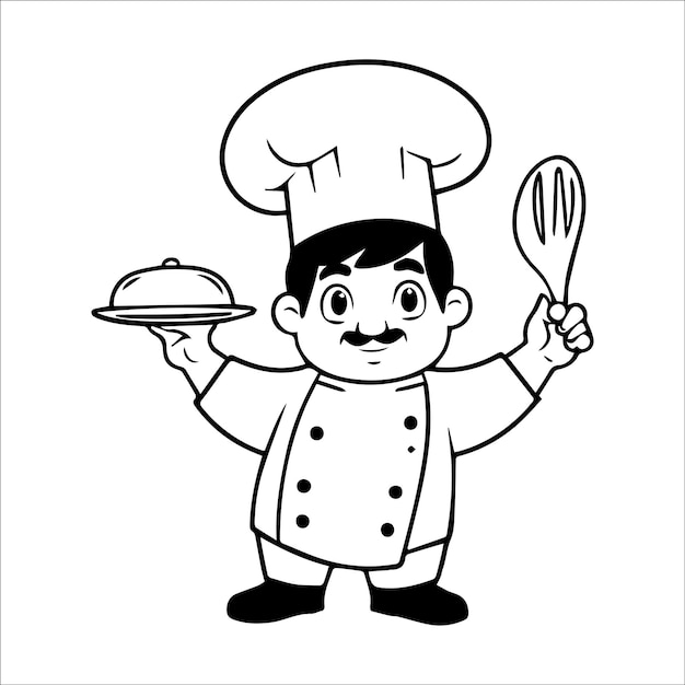 Contorno vectorial del chef dibujado en el avatar