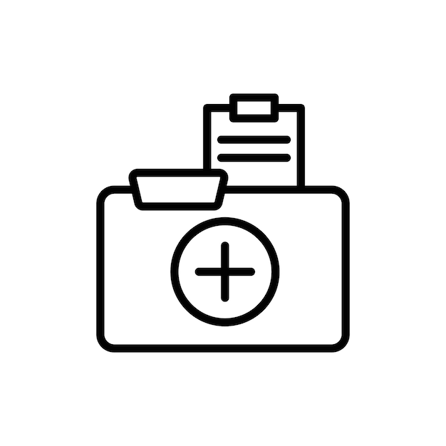 Contorno vectorial del conjunto de signos del icono de la historia médica