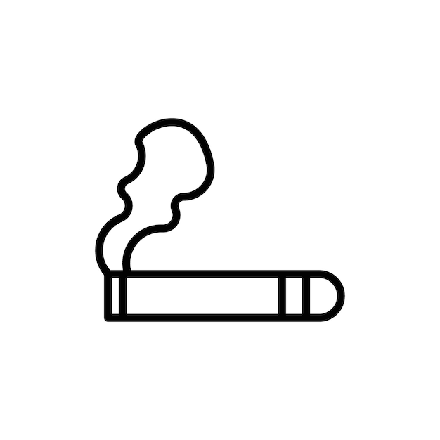 Contorno vectorial del conjunto de signos del logotipo del icono del cigarrillo