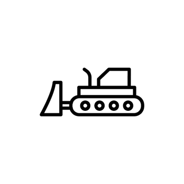 Contorno vectorial del conjunto de signos del logotipo del icono de la excavadora
