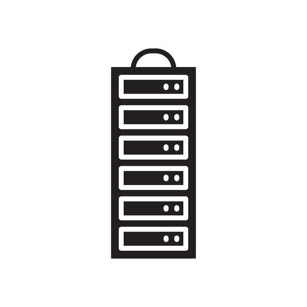Contorno vectorial del conjunto de signos del logotipo del rack del servidor