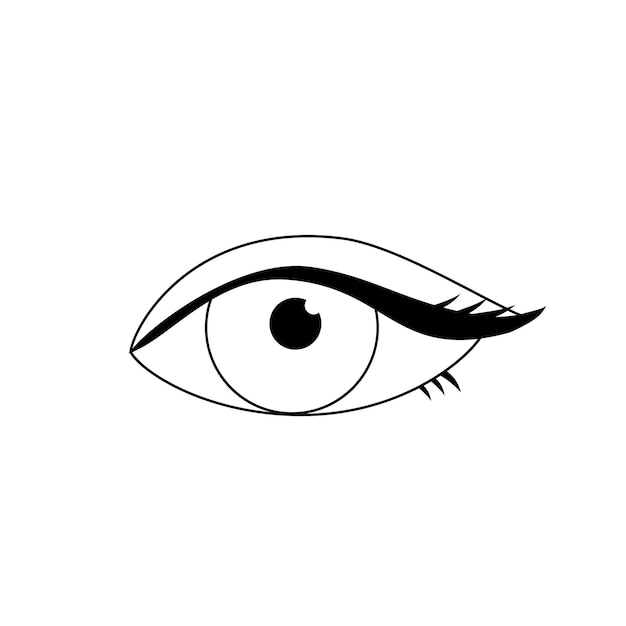 Vector contorno vectorial dibujo en blanco y negro de un ojo abierto