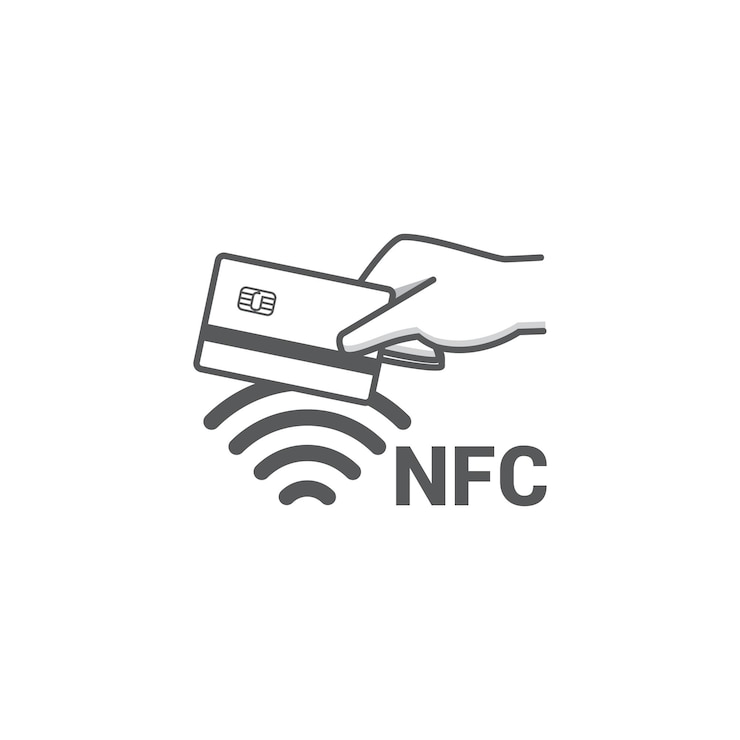 Vector contorno vectorial de diseño tecnología nfc tarjeta de pago contemporánea