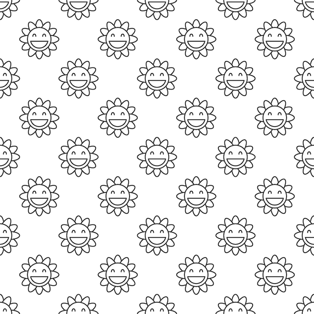 Contorno vectorial de flores en forma de círculo geométrico sin costuras