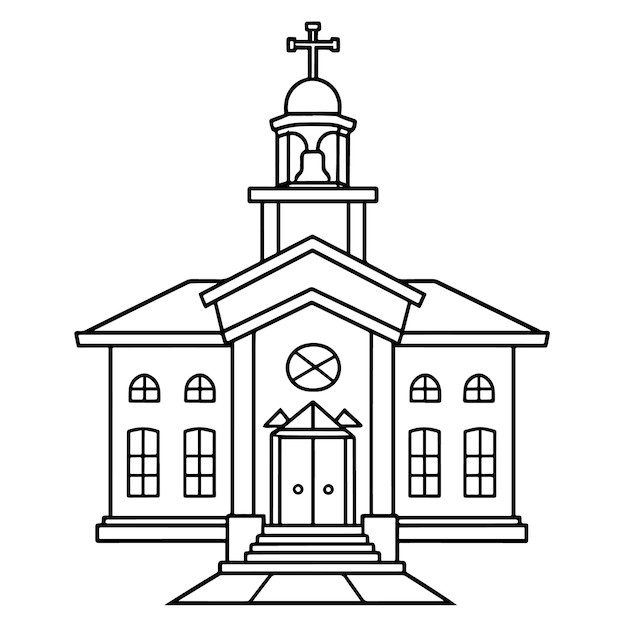 Contorno vectorial de un icono de la iglesia adecuado para diseños de temática religiosa