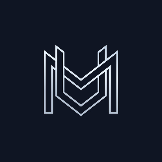 Contorno vectorial de las letras del monograma del logotipo MV