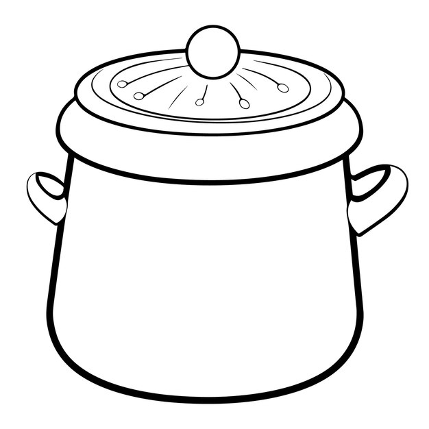 Contorno vectorial limpio de una olla con icono de tapa para uso versátil