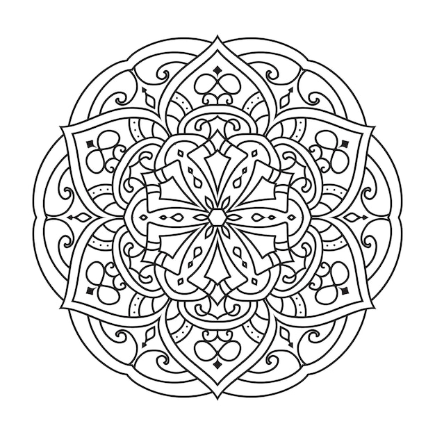 Vector contorno vectorial de mandala diseño decorativo y ornamental para colorear círculos de mandala vectorial