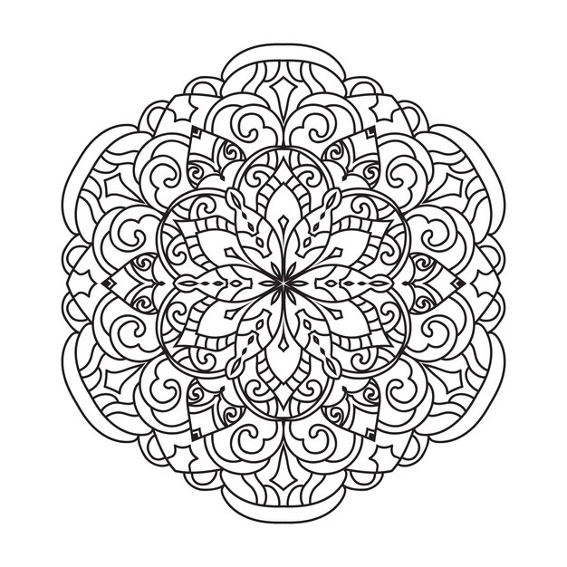 Vector contorno vectorial de mandala diseño decorativo y ornamental para colorear círculos de mandala vectorial