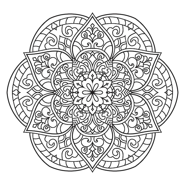 Vector contorno vectorial de mandala diseño decorativo y ornamental para colorear círculos de mandala vectorial