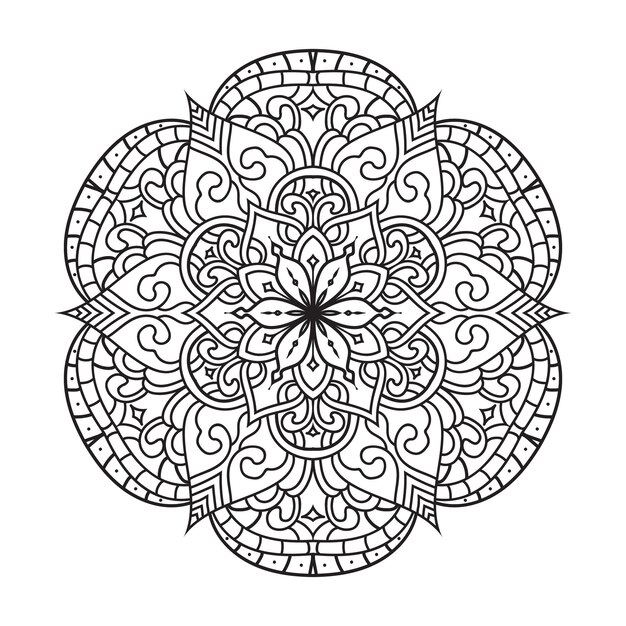 Contorno vectorial de mandala diseño decorativo y ornamental para colorear círculos de mandala vectorial